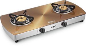 Sunflame Crystal Gold Glass, Stainless Steel Manual Gas Stove