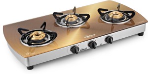 Sunflame Crystal Gold Glass, Stainless Steel Manual Gas Stove