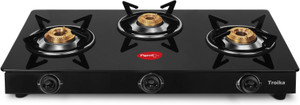Pigeon Troika Rectangle Stainless Steel, Glass Manual Gas Stove