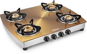 Sunflame Crystal Gold Glass, Stainless Steel Manual Gas Stove