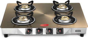 Pigeon Smart Plus Metallic Gold Glass Manual Gas Stove