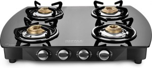 Ideale Graacio QUADRO Burner Glasstop Glass, Stainless Steel Manual Gas Stove