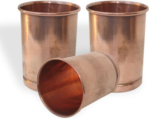 Dakshcraft Copper Glass Drinkware Asian Kitchen Accessory,Set of 3 Glasses Glass Set