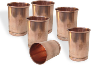 Dakshcraft Copper Glass Drinkware Asian Kitchen Accessory,Set of 6 Glasses Glass Set