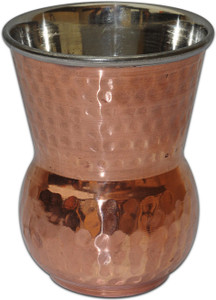 Prisha India Craft Copper Muglai Matka Hammered Style Tumbler Glass
