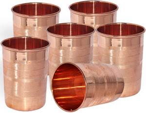 Dakshcraft Handmade Pure Copper Tumbler Glass, Set of 6 Glasses Glass Set