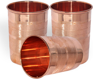 Dakshcraft Handmade Pure Copper Tumbler Glass, Set of 3 Glasses Glass Set