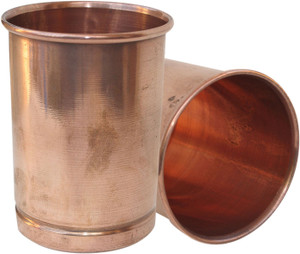 Dakshcraft Copper Glass Drinkware Asian Kitchen Accessory,Set of 2 Glasses Glass Set