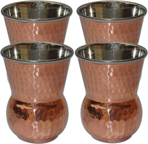 Dakshcraft Drinking Accessory Handmade Copper Tumblers, Set of 4 Glass Set