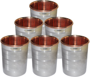 Dakshcraft Drinkware Accessories Handmade Copper Tumblers, Set of 6 Glass Set