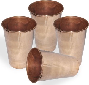 Dakshcraft Pure Copper Handmade Tumbler Glass Drinkware Accessory, Set of 4 Glass Set