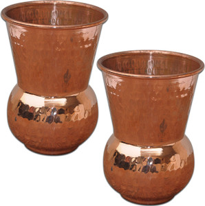 Prisha India Craft Tumbler Set of 2, Muglai Matka Hammered Style Tumbler Glass Set