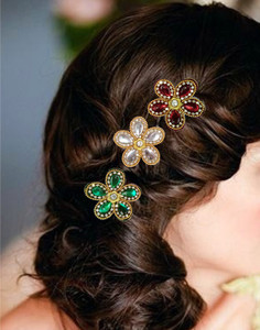Oddeven Fancy Hair Flower Accessories Brooch With Wedding Party Wear Hair Accessory Setmulticolor