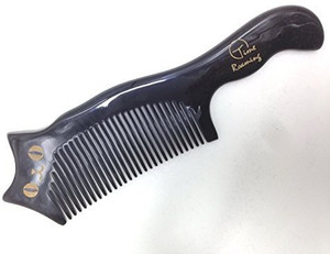 Juyiyuan crafts co., LTD Time Roaming 100% Handmade Natural Horn Comb Creative Design 7.3" Black Ox Horn Cute Kitten Molding