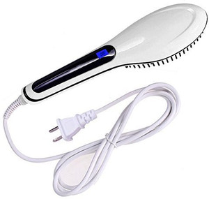 Mannice Hair Brush Straightener Instant Magic Silky Straight Hair Styling Comb Anion Hair Care, Anti Scald, Zero Damage, Detangling Digitial Anti Static Ceramic Heating LCD White