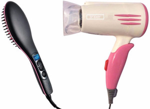 3p kart Ceramic Brush Hair Straightener and Professional Hair Dryer SIm+1400w Hair Straightener