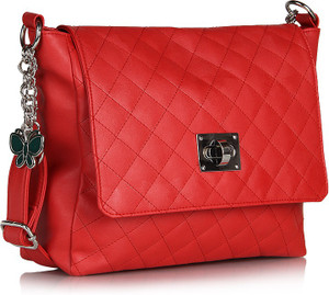 Butterflies Women Casual Red PU Sling Bag