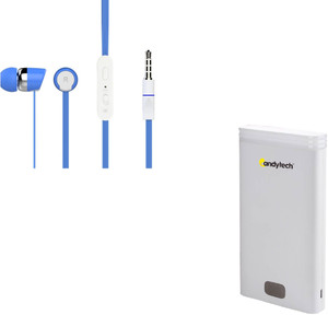 Candytech 82390 USB Power Supply 12000 mAh Power Bank and Wired Headphones