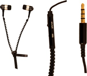 Flintstop Zipper Headphones Black Wired Headphones