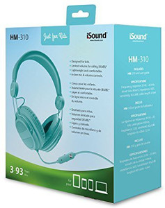 Isound Dghp-5537 Kid Friendly Headphones With Mic And Music Volume, Turquoise Headphones