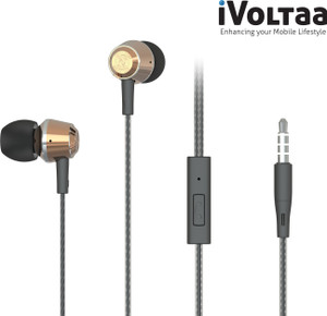 iVoltaa 1.2 Mtr long Metal Wired Headset With Mic