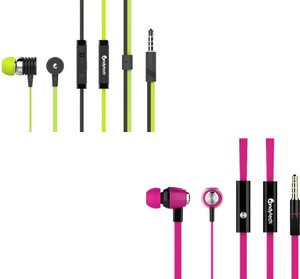 Candytech Stereo Dynamic Handsfree Gaming Wired Earphones Combo HF-S-40-GN + HF-S-30-PK Headphones
