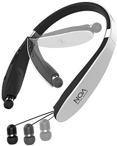 Mosche Bluetooth Headphones, NOA Bluetooth 4.1 Wireless Stereo Bluetooth Headsets with Retractable Bluetooth Earbuds with Mic for Cell Phone (Silver) Headset with Mic