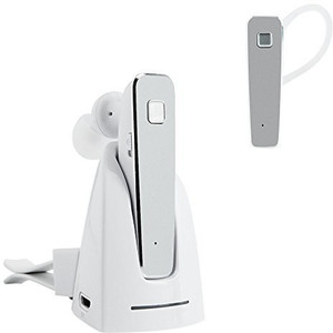 Roman Wireless Bluetooth 4.1 Headset Headphone with In-car Charging Dock Multi-point Technology for iPhone 6, 6 Plus, 6S, 6S Plus, 5s 5c 5 4s, Galaxy Note 3 2 S4 S3 HTC One and Other Cellphones (Silver) Wireless Bluetooth Headset With Mic