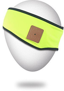 MyDeal Products Mydeal Lightweight Bluetooth Headband with Wireless Headphone Headset Earphone Stereo Speakers Mic Hands Free for Fitness Exercise Outdoor Sport,Compatible with Iphone Android Cell Phones - Neon Green Headset with Mic