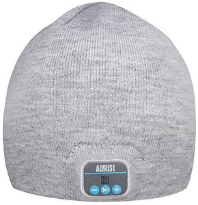 August August EPA20 - Bluetooth Beanie - Winter Beanie Hat with Bluetooth Stereo Headphones, Microphone, Hands Free System and Rechargeable battery - Compatible with Mobile Phones, iPhone, iPad, Laptops, Tablets, Smartphones (Gray) Wireless Bluetooth Headset With Mic