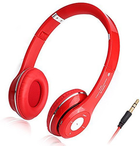 Chrysansmile Red Foldable Stereo Bluetooth V3.0 Headphone Universal Flexible Wireless Over-ear Headset with Mic Answer Calling Handfree Music Stream Headset with Mic