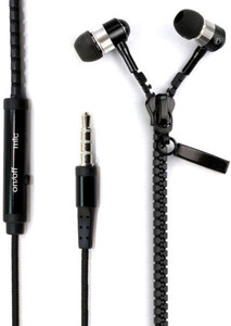 Seven Zone stylish zipper earphone mic Wired Headphones