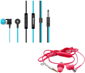 Candytech Stereo Dynamic Handsfree Gaming Wired Earphones Combo HF-S-40-BU + HF-BS-PK Headphones
