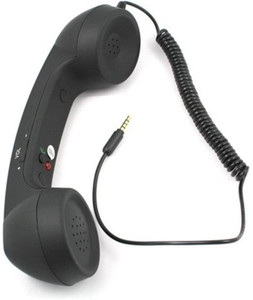 CheckSums 11856 COCO PHONE radiation free phone 3.5mm Wired Retro Handset Receiver- Black Wired Headset With Mic