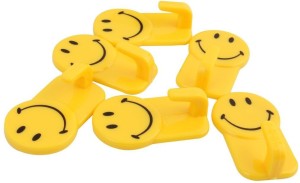 HealthMax Plastic Self-Adhesive Smiley Face Capacity of 1 Kg Load 1 - Pronged Hook