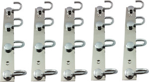 DOCOSS Set Of 5-Button 4 Pin Cloth Hanger Wall Hooks For Hanging keys,Clothes,towel 4 - Pronged Hook Rail