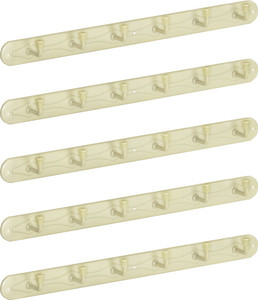 Doyours 5 Set of Ivory 6 Pin Hook Rail 6 - Pronged Hook Rail