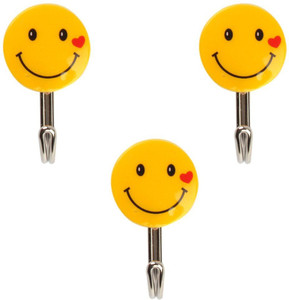 HealthMax Plastic Self-Adhesive Smiley Face with Capacity of 1 Kg Load 1 - Pronged Hook