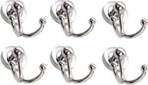 DOCOSS Pack of 6 -2 Pin Concealed Bathroom Cloth Hanger Wall Hooks For Hanging keys,Clothes 2 - Pronged Hook Rail