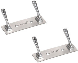 DOCOSS Pack Of 2- 2 Pin Cloth Hanger Wall Hooks For Hanging Keys ,Clothes 2 - Pronged Hook Rail