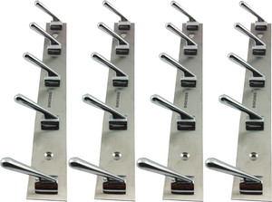 DOCOSS Pack of 4-DELUXE 5 Pin Bathroom Cloth Hanger Wall Hooks For Hanging keys,Clothes,towel 5 - Pronged Hook Rail