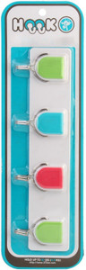 Zhenxin Self-Adhesive Plastic Wall Hanging Hooks Bar 4 - Pronged Hook Rail