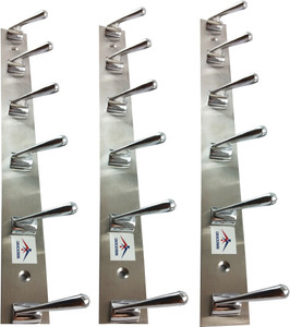 DOCOSS Pack of 3-DELUXE 6 Pin Hooks Cloth Hangeer 6 - Pronged Hook Rail