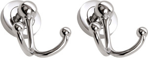 DOCOSS Pack of 2 -2 Pin Concealed Bathroom Cloth Hanger Wall Hooks For Hanging keys,Clothes 2 - Pronged Hook Rail