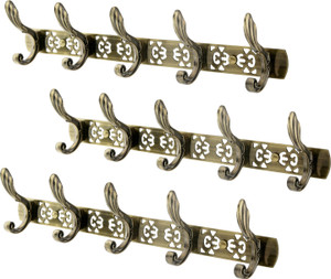 Dolphy Set Of 3 Towel Clothes Wall Hanger 5 - Pronged Hook Rail