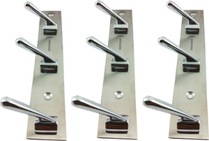 DOCOSS Set Of 3-3 Pin Bathroom Cloth Hanger Wall Hooks For Hanging keys,Clothes,Towel 3 - Pronged Hook Rail