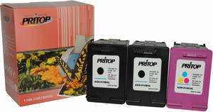 Pritop 818xl ink cartridge 2 Black & 1 Color combo pack for HP Deskjet D1668, D2568, D2668, D5568, F2418, F2488, F4288, F4488, HP C4788 printer Multi Color Ink