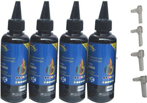 Gocolor Epson L Series Premium Quality Inkjet Compatible Ink 100 ML X 4 Black Colour & Easy Refilling Cube Single Color Ink
