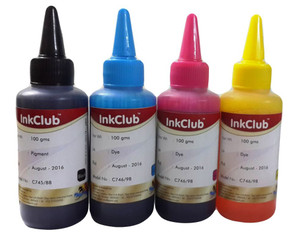 Inkclub 100ml*4 Compatible for Canon 745,746 & 88,98 cartridges(CMYK) Multi Color Ink