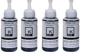 Print Cartridge Ink For Epson Printer L100 / L110 / L130 / L200 / L210 / L220 / L300 / L310 / L350 / L355 / L360 / L365 / L455 / L550 / L555 / L565 / L1300 {4 BLACK} Single Color Ink